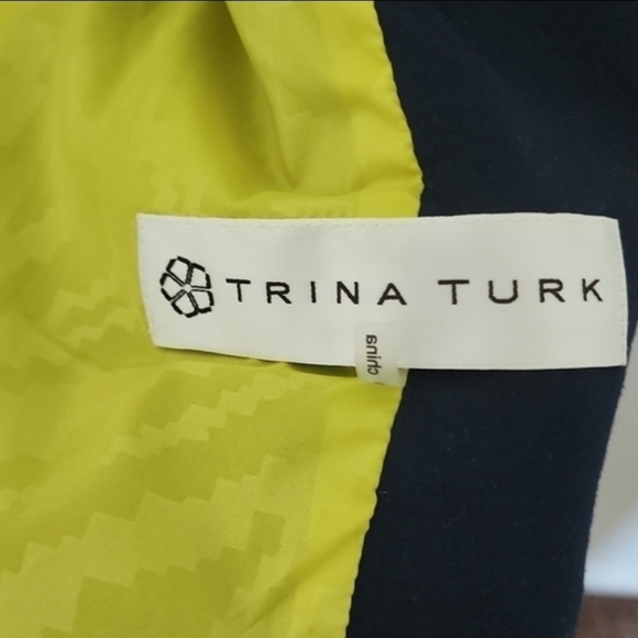 Trina Turk Tailored Blazer Jacket Contrast Stitch Lime Lining Size 8 - Picture 9 of 11